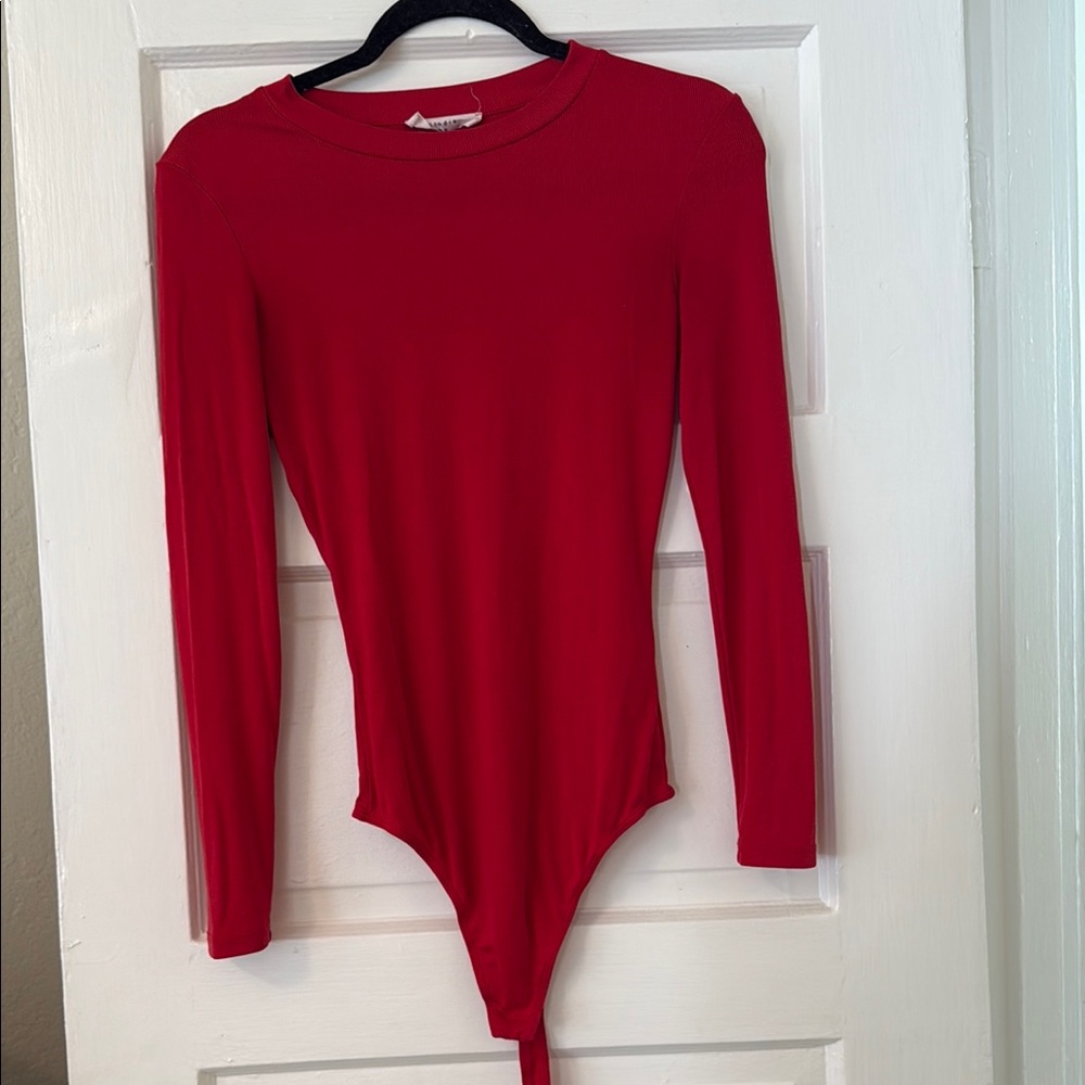 Vibrant Red Long-Sleeve Bodysuit One Piece